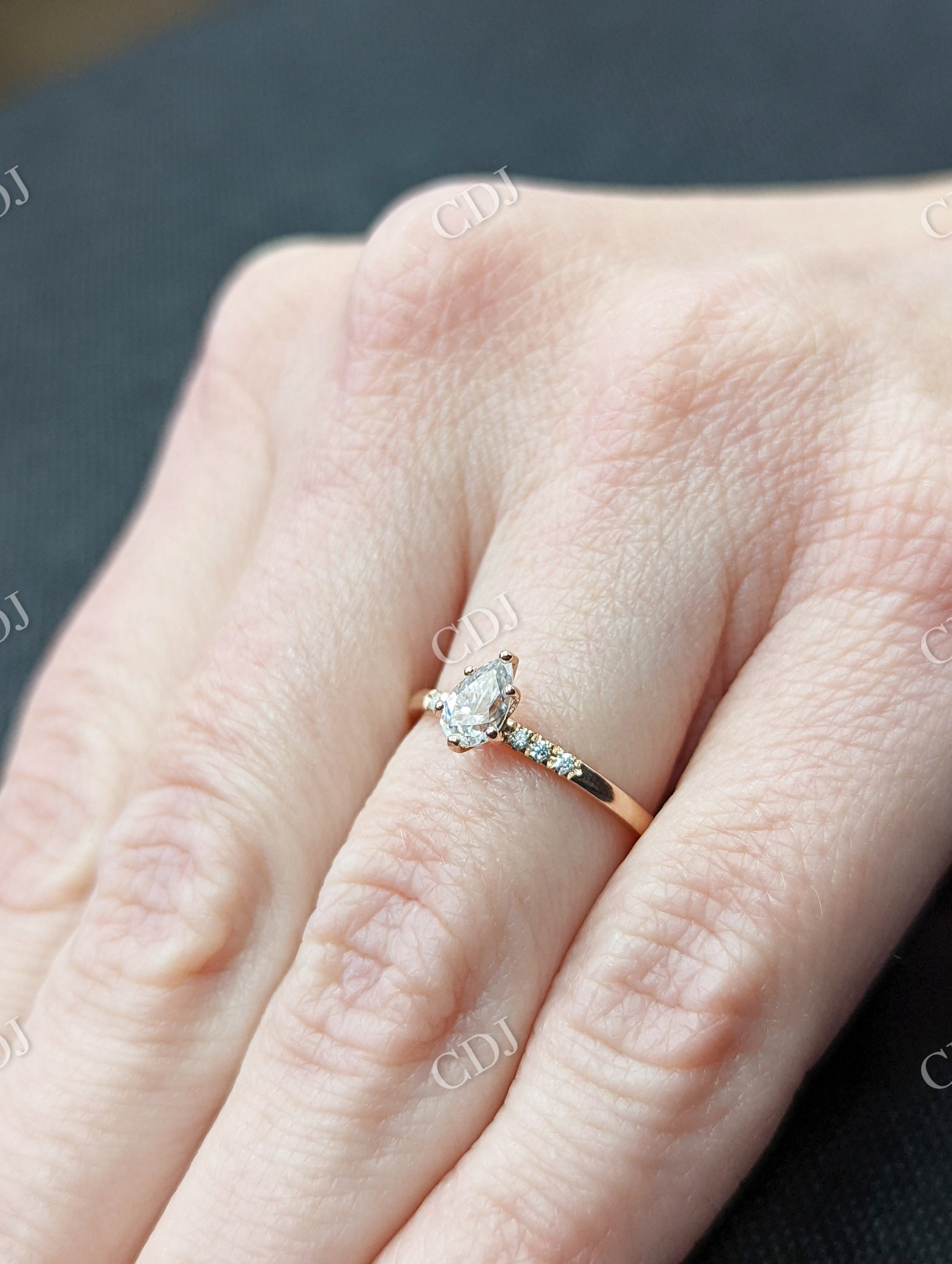 Dainty & Simple Pear Cut Moissanite Engagement Ring  customdiamjewel   