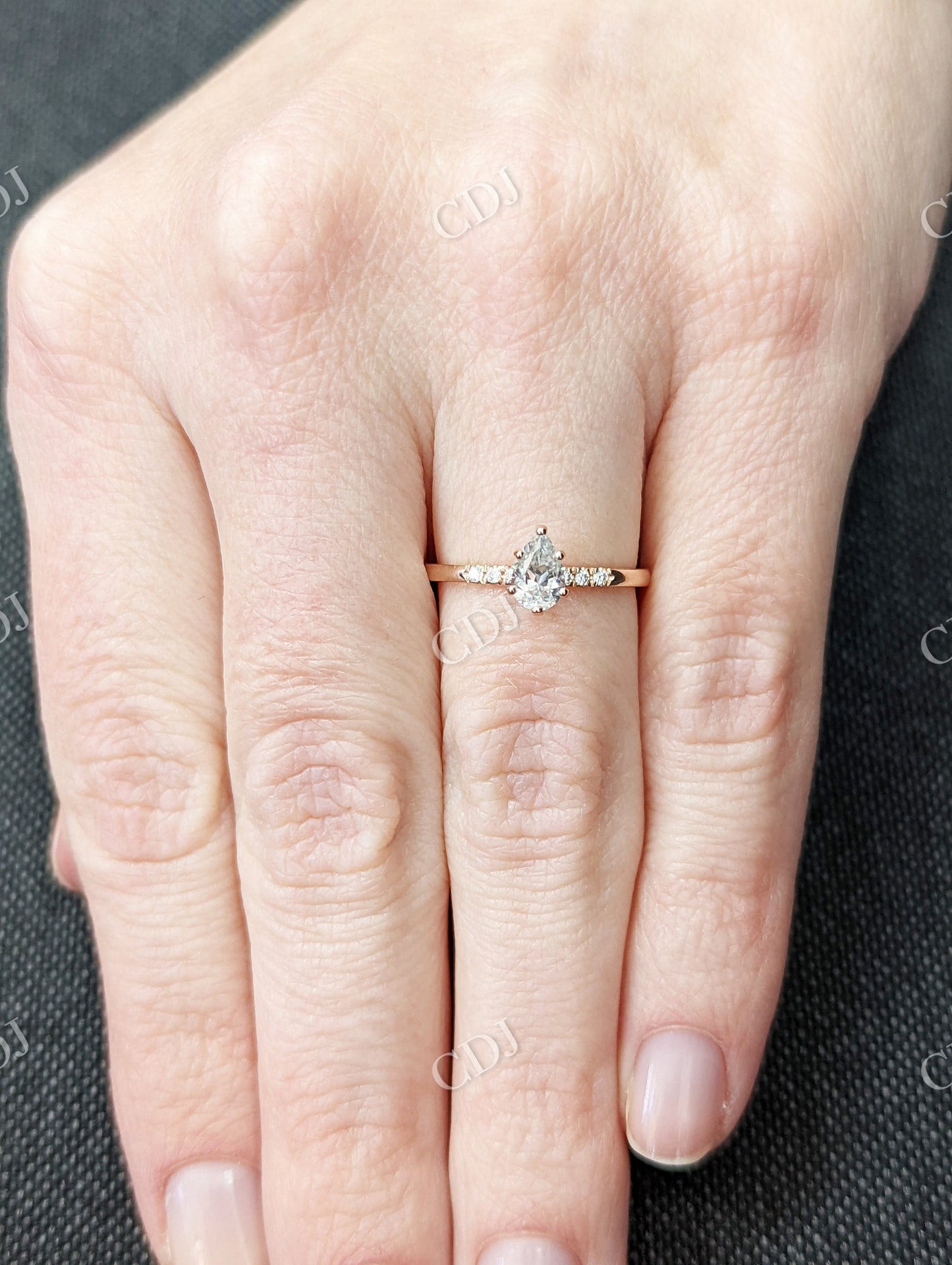 Dainty & Simple Pear Cut Moissanite Engagement Ring  customdiamjewel   