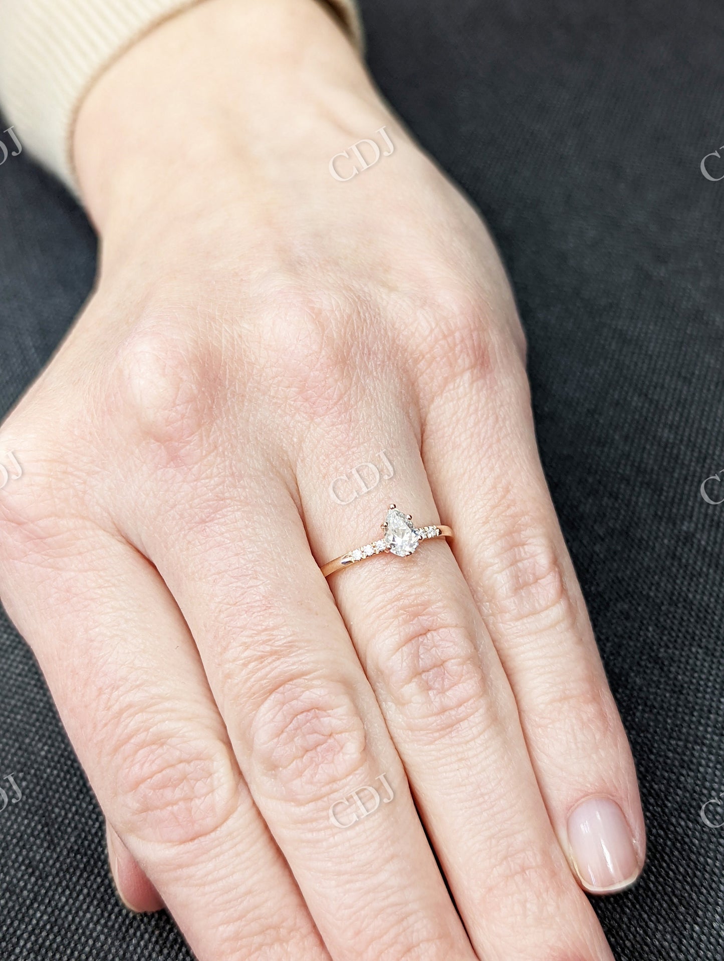 Dainty & Simple Pear Cut Moissanite Engagement Ring  customdiamjewel   