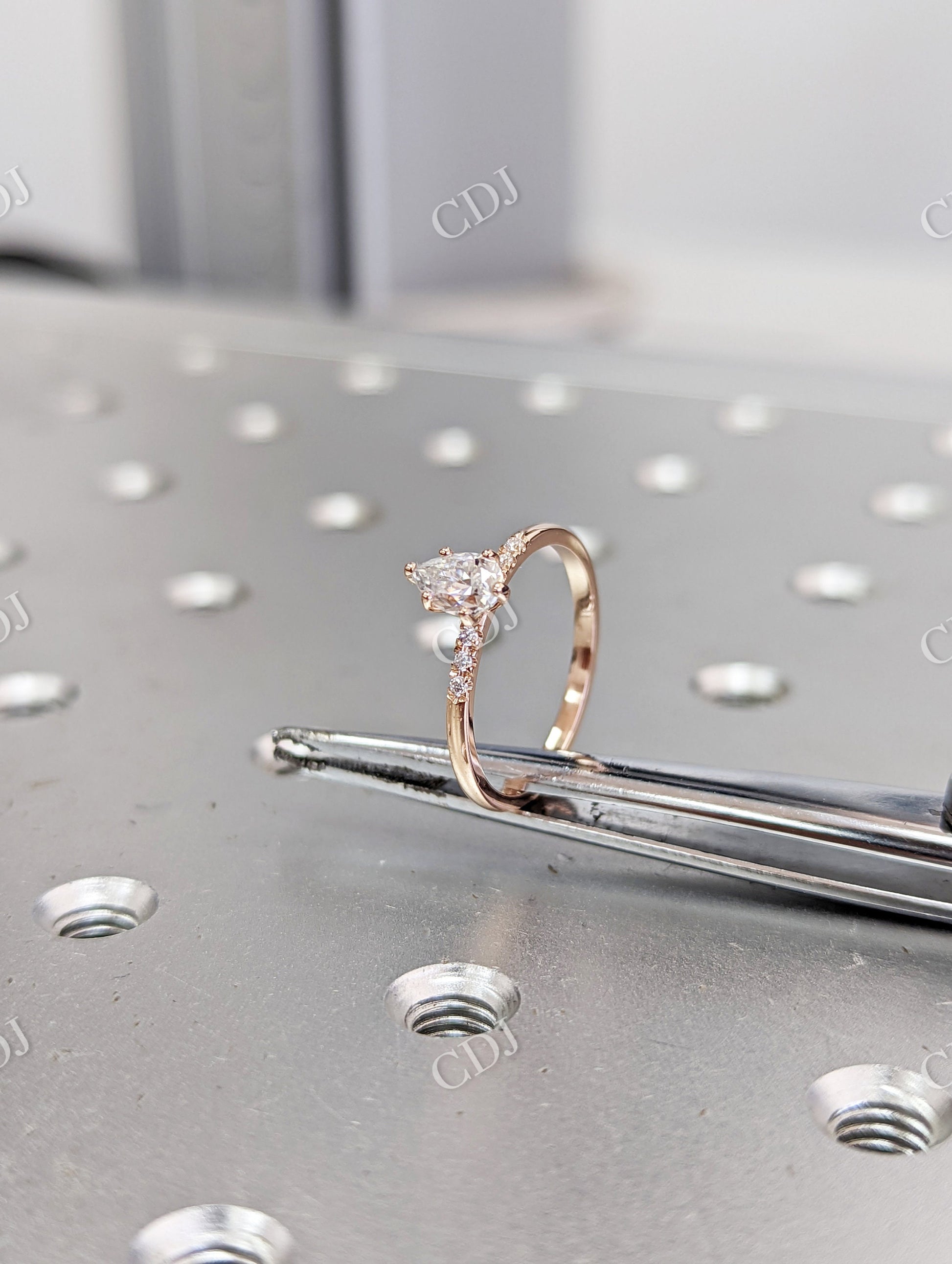 Dainty & Simple Pear Cut Moissanite Engagement Ring  customdiamjewel   