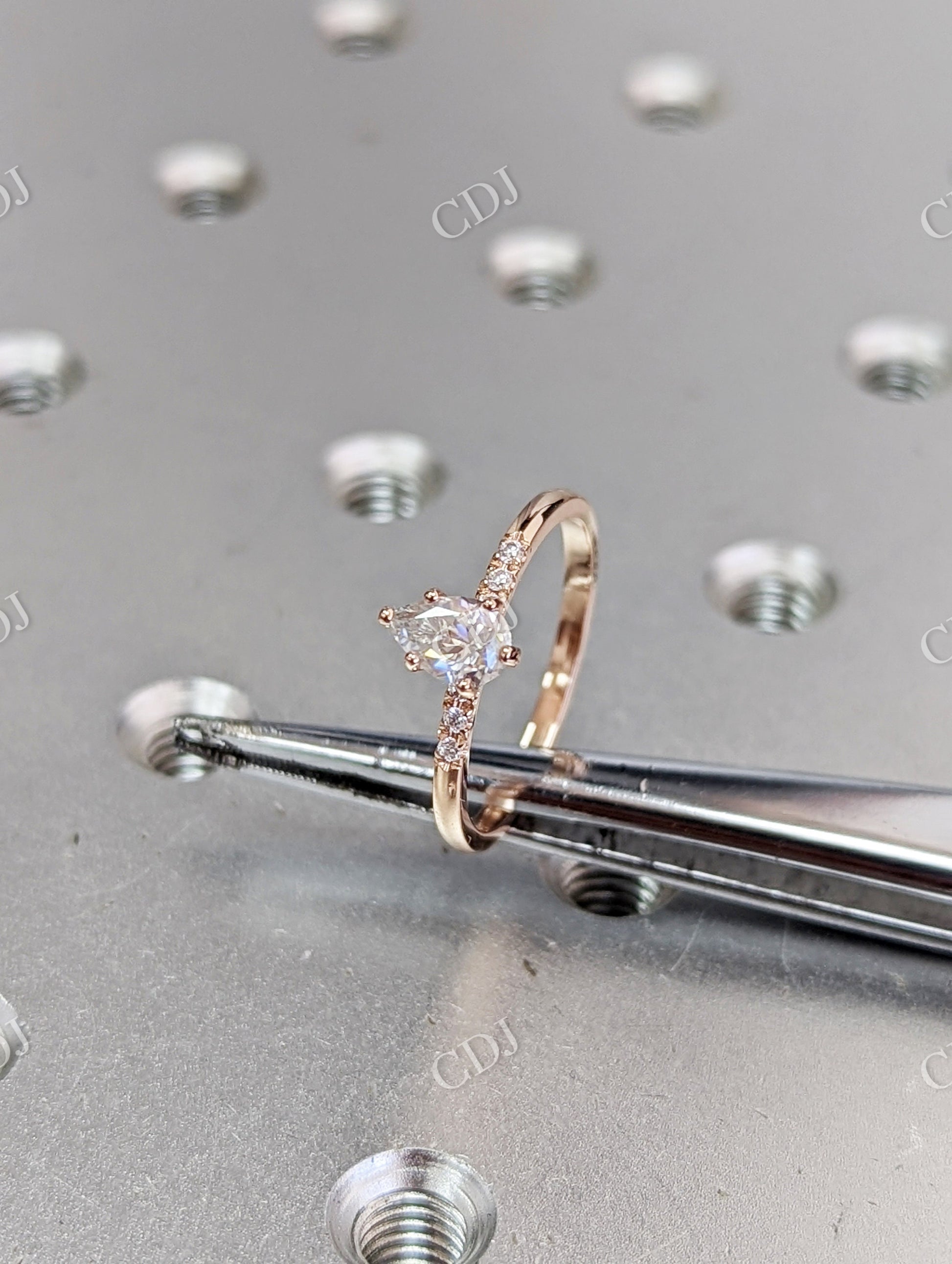 Dainty & Simple Pear Cut Moissanite Engagement Ring  customdiamjewel   