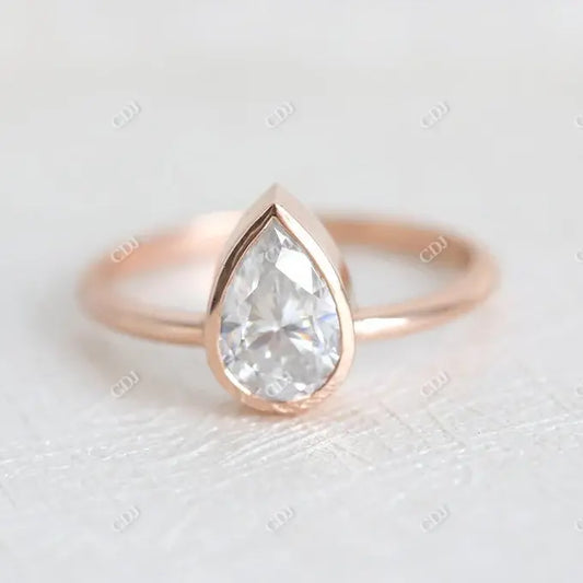 0.75CT Pear Cut Bezel Set Moissanite Engagement Ring  customdiamjewel 10KT Rose Gold VVS-EF