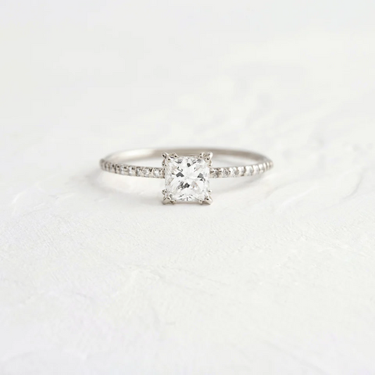 Princess Cut Moissanite Pave Wedding Band  customdiamjewel 10KT White Gold VVS-EF