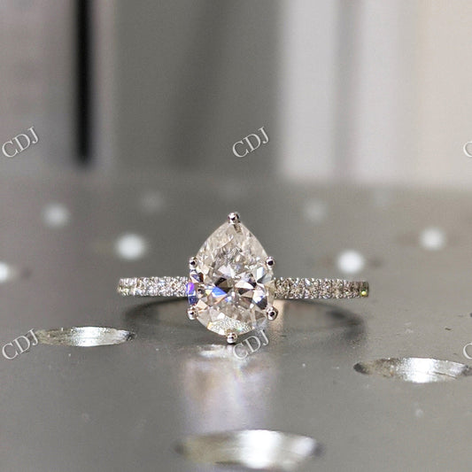 Pear Shape Moissanite 14K White Gold Half Eternity Engagement Ring  customdiamjewel 10KT White Gold VVS-EF