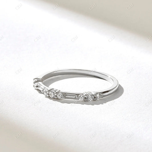 0.15CTW Round Lab Grown Diamond Minimalist Wedding Band  customdiamjewel 10KT White Gold VVS-EF