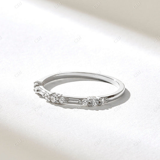 0.15CTW Round Alternating Diamond Wedding Band  customdiamjewel 10KT White Gold VVS-EF