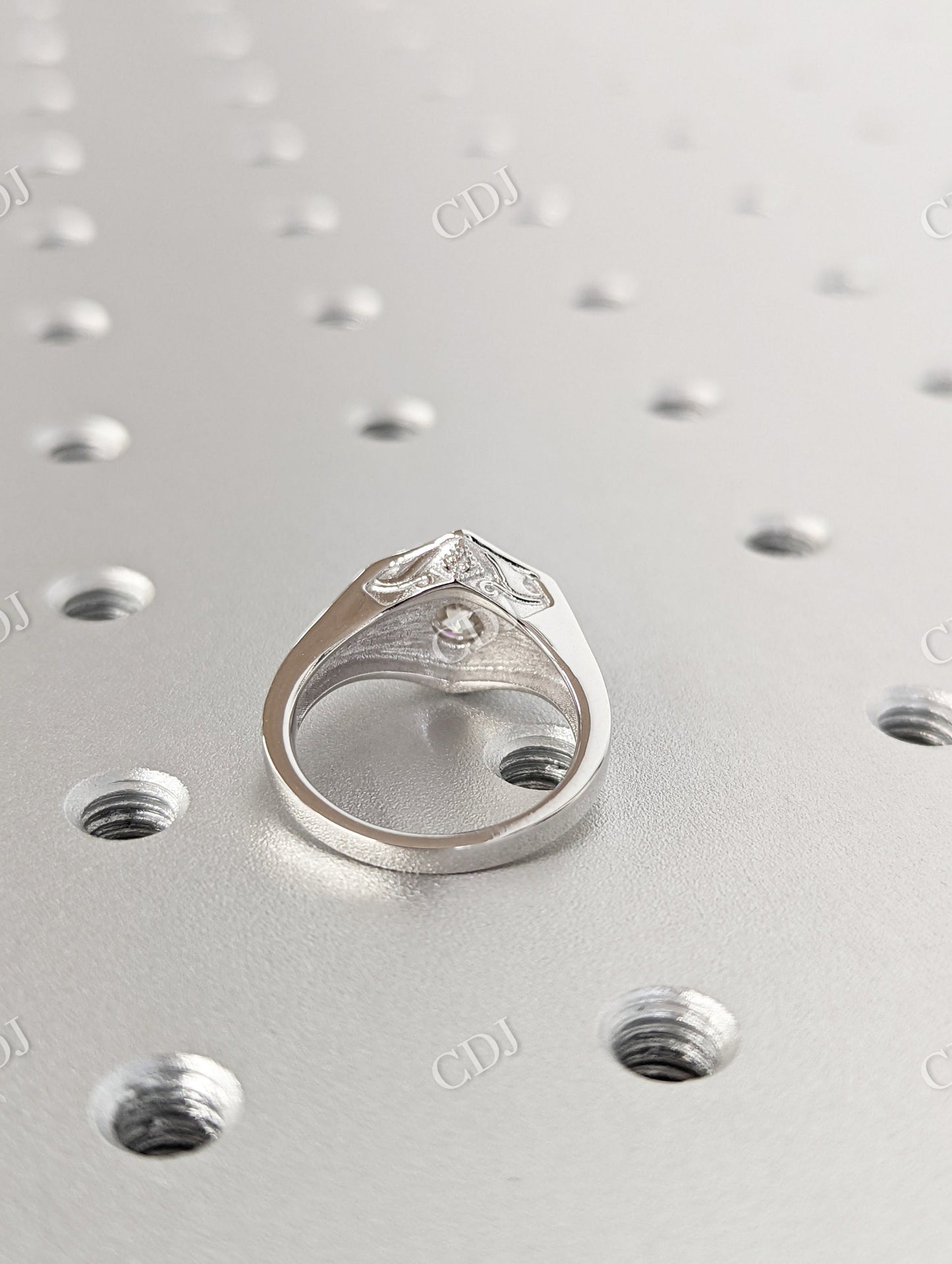 Unique Hexagon Round Moissanite Hexagon Bezel Setting Ring  customdiamjewel   