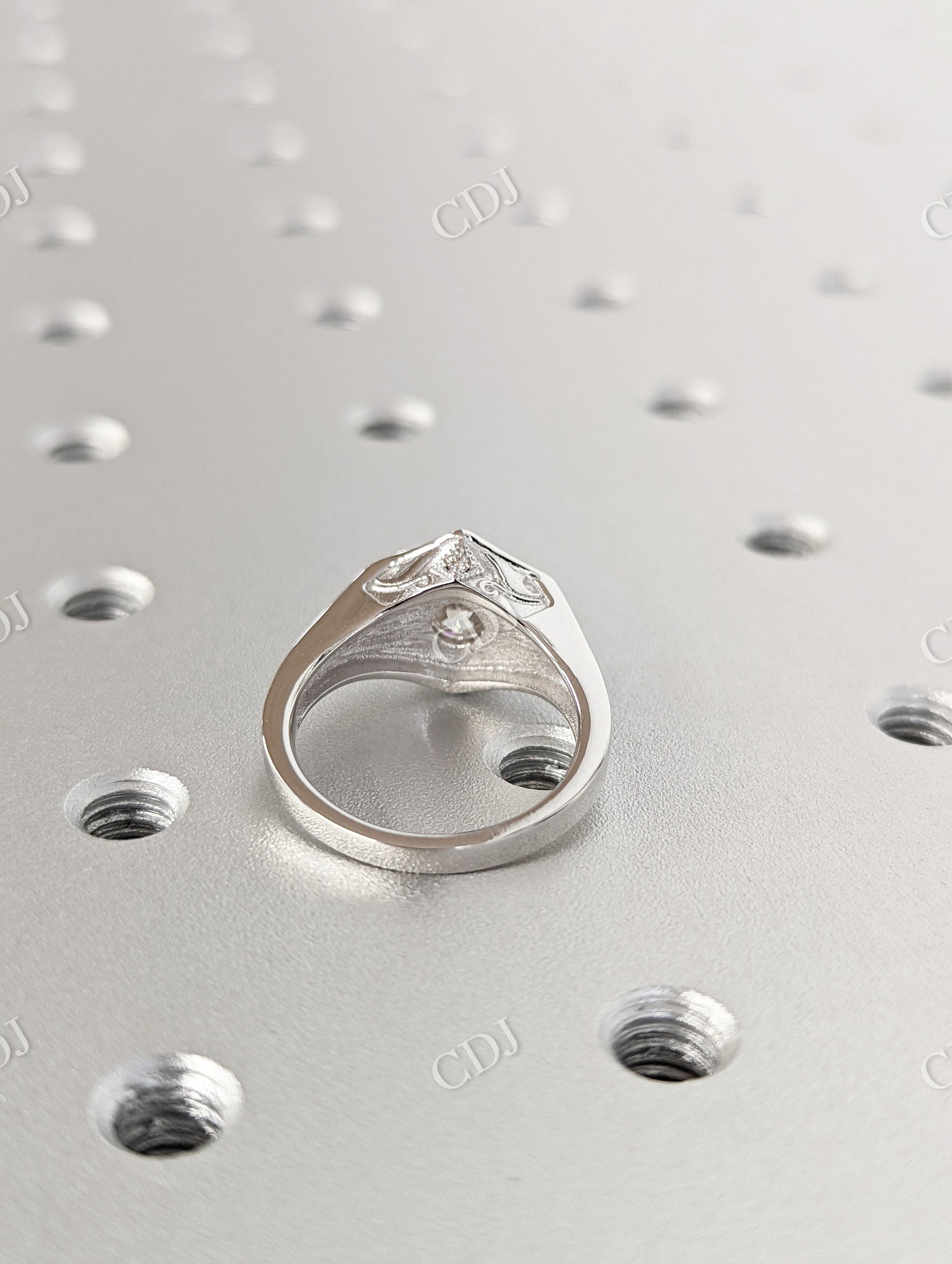 Unique Hexagon Round Moissanite Hexagon Bezel Setting Ring  customdiamjewel   