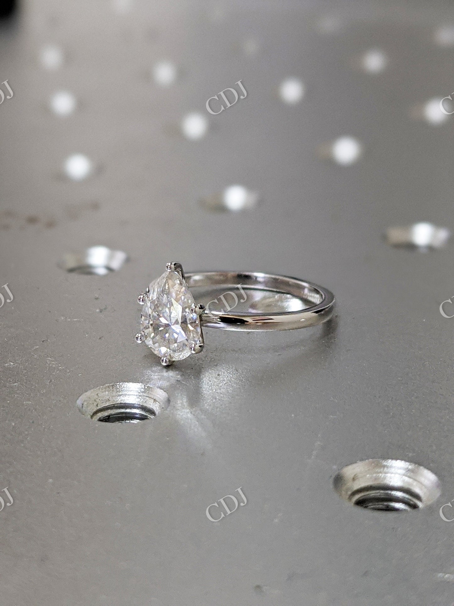 Water Drop Shape Moissanite Solitaire Engagement Ring  customdiamjewel   