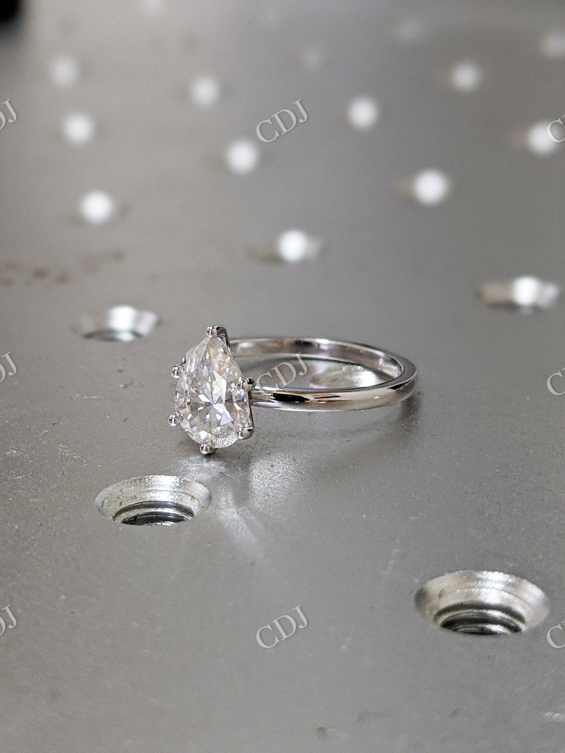 Water Drop Shape Moissanite Solitaire Engagement Ring  customdiamjewel   