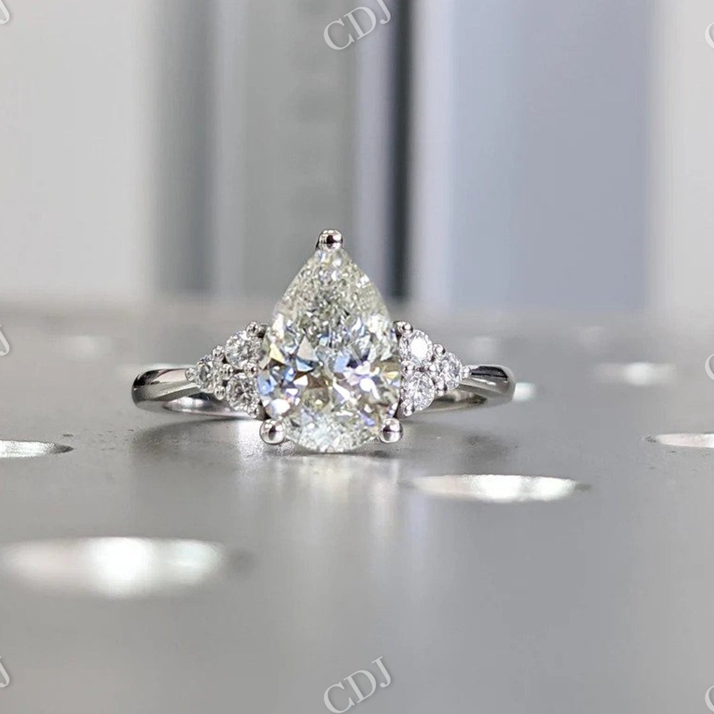 Pear Cut Moissanite Engagement Ring For Women  customdiamjewel Sterling Silver White Gold VVS-EF