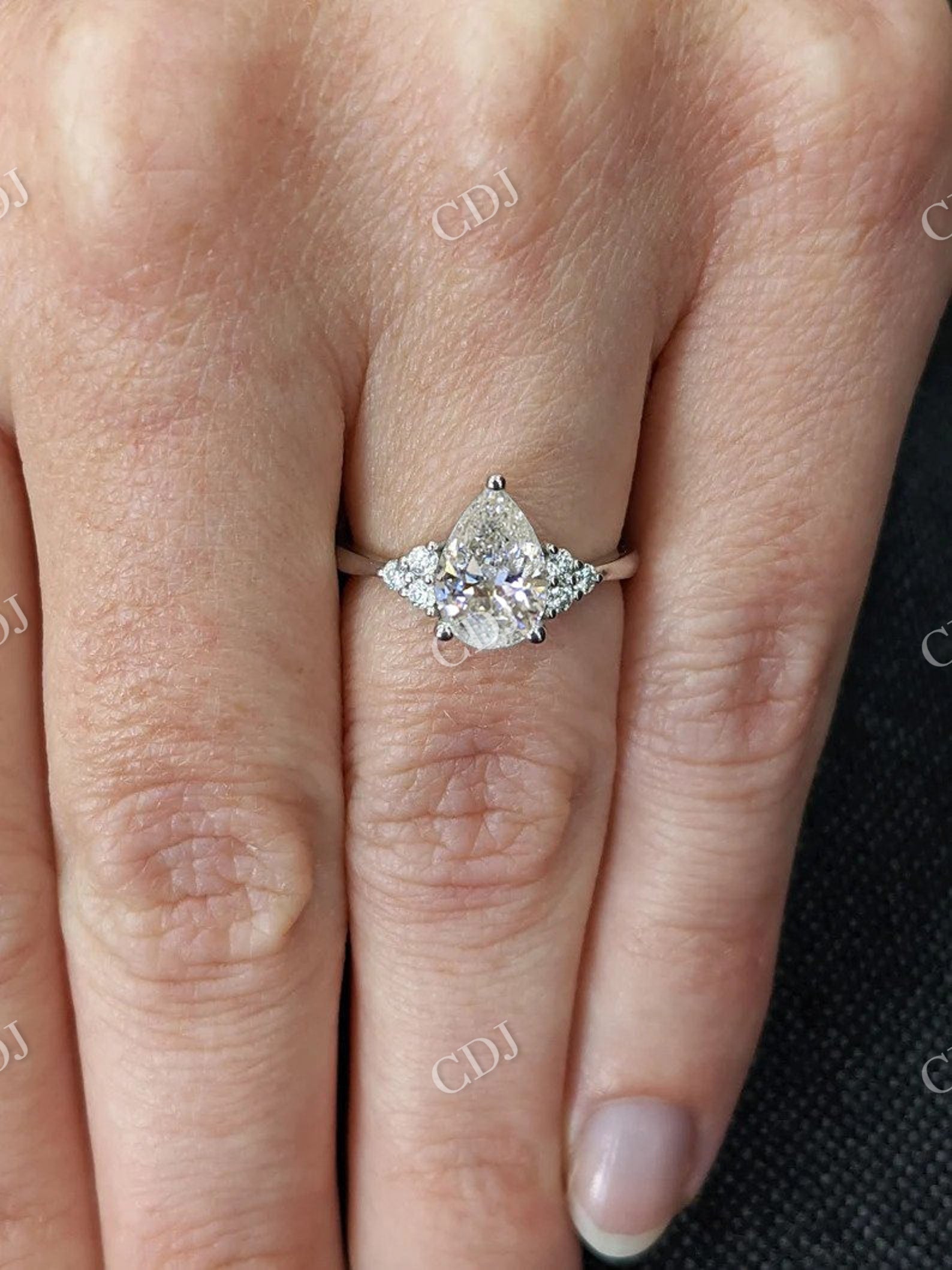 Pear Cut Moissanite Engagement Ring For Women  customdiamjewel   
