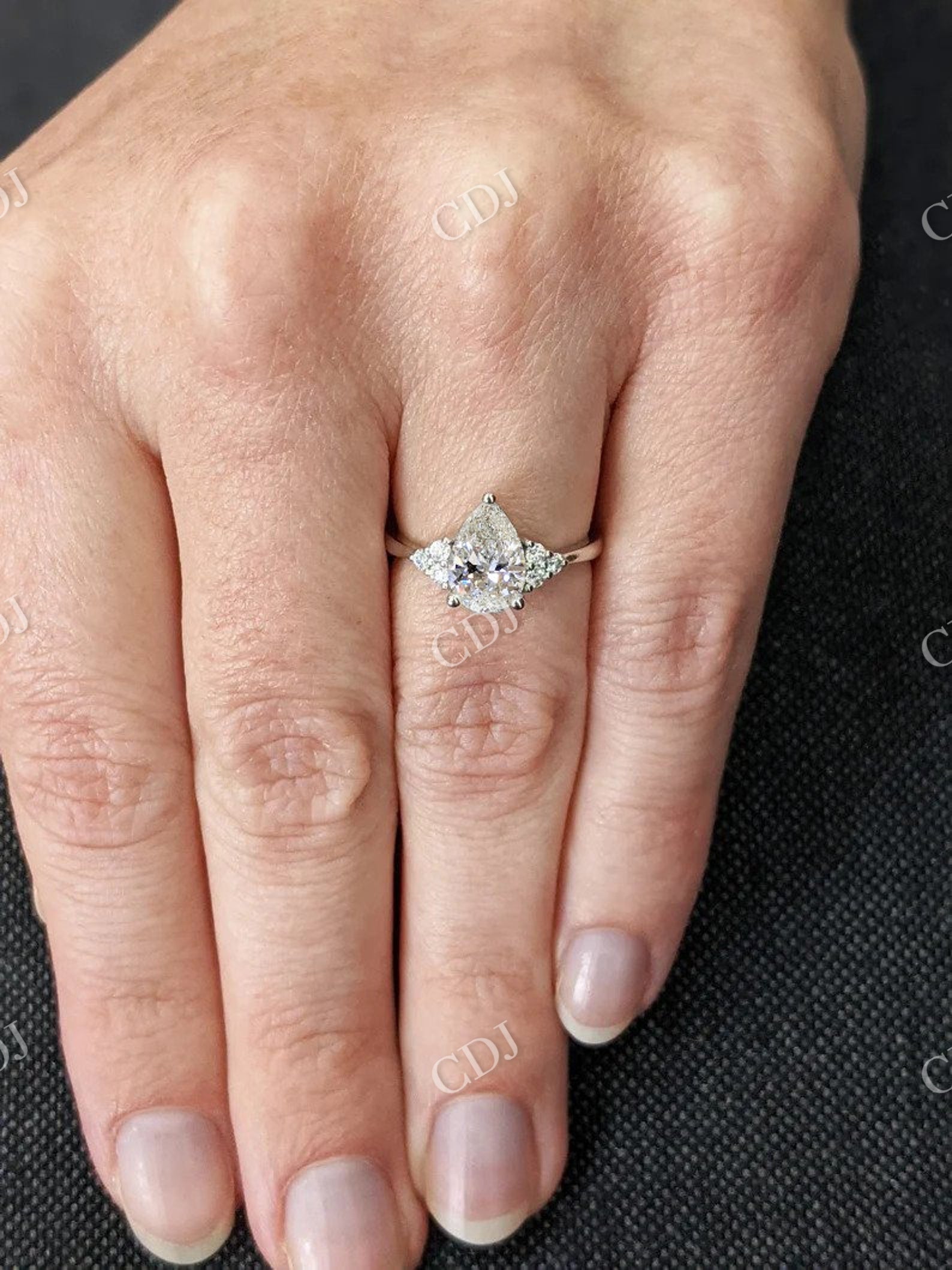 Pear Cut Moissanite Engagement Ring For Women  customdiamjewel   