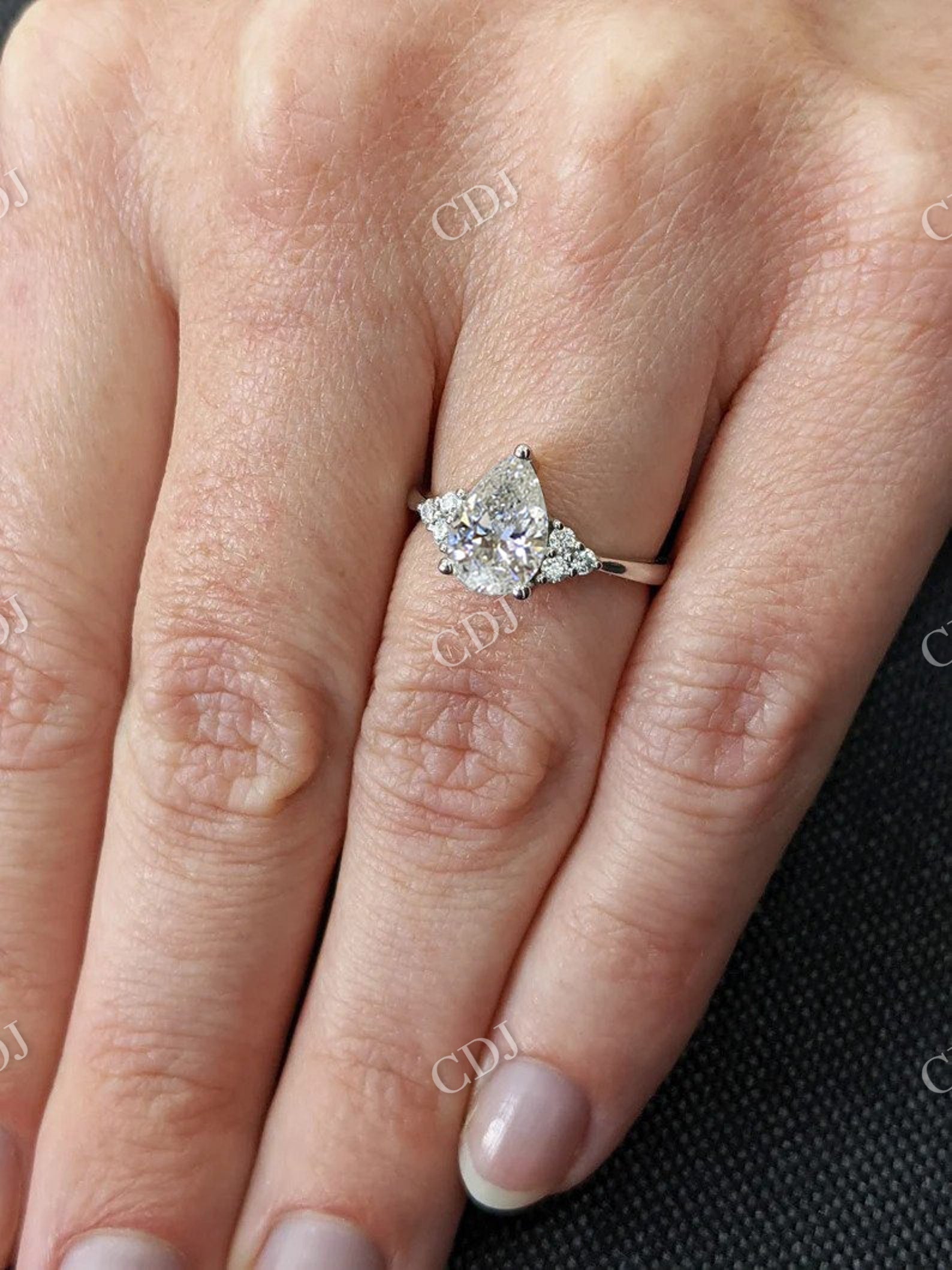 Pear Cut Moissanite Engagement Ring For Women  customdiamjewel   