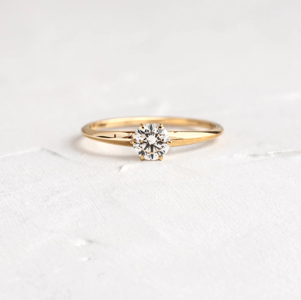 Moissanite Solitaire Engagement Ring  customdiamjewel 10KT Yellow Gold VVS-EF