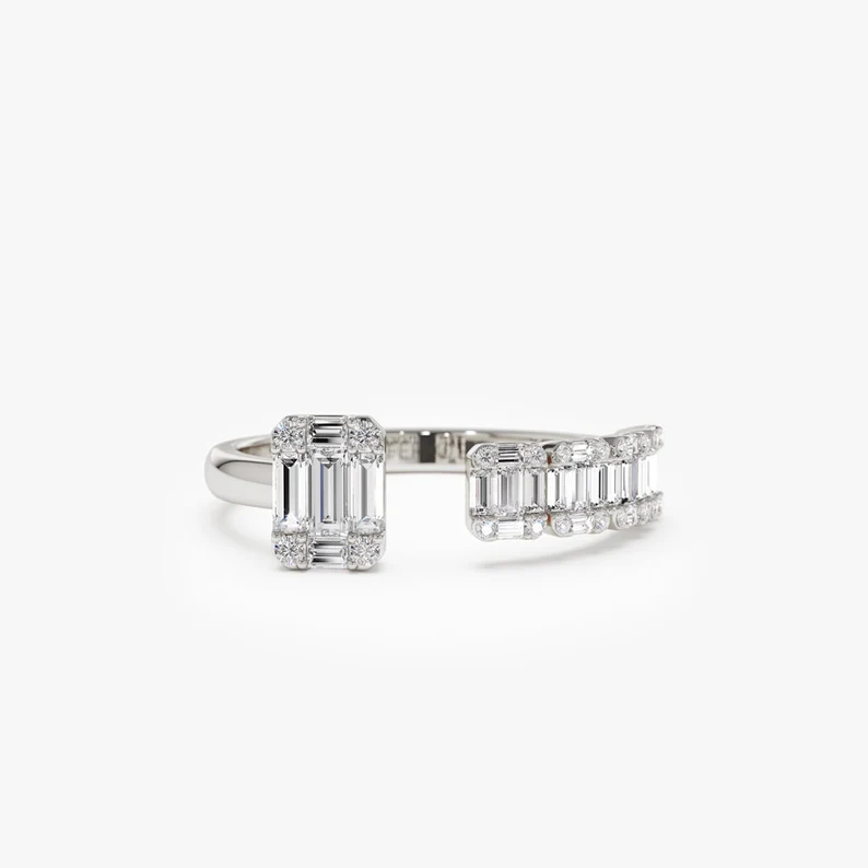 0.55CTW Floating Baguette Cut Lab Grown Diamond Unique Cocktail Band  customdiamjewel 10KT White Gold VVS-EF