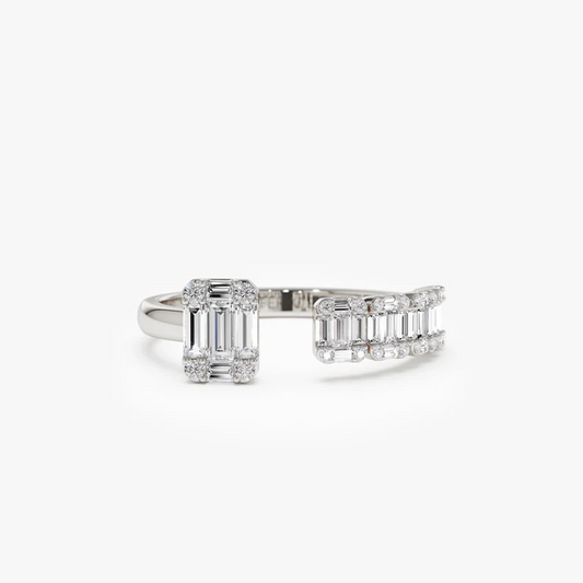 0.55CTW Floating Baguette Cut Lab Grown Diamond Unique Cocktail Band  customdiamjewel 10KT White Gold VVS-EF