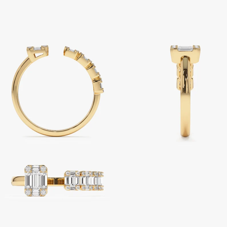 0.55CTW Floating Baguette Cut Lab Grown Diamond Unique Cocktail Band  customdiamjewel   