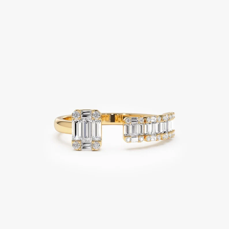 0.55CTW Floating Baguette Cut Lab Grown Diamond Unique Cocktail Band  customdiamjewel   