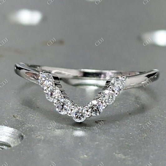 0.18CTW Round Lab Grown Diamond Curved Wedding Band  customdiamjewel 10KT White Gold VVS-EF