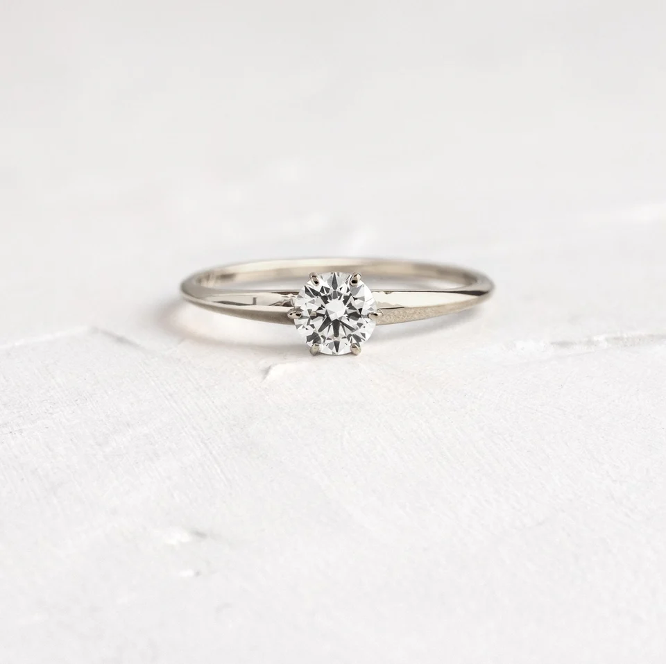 Moissanite Solitaire Engagement Ring  customdiamjewel 10KT White Gold VVS-EF