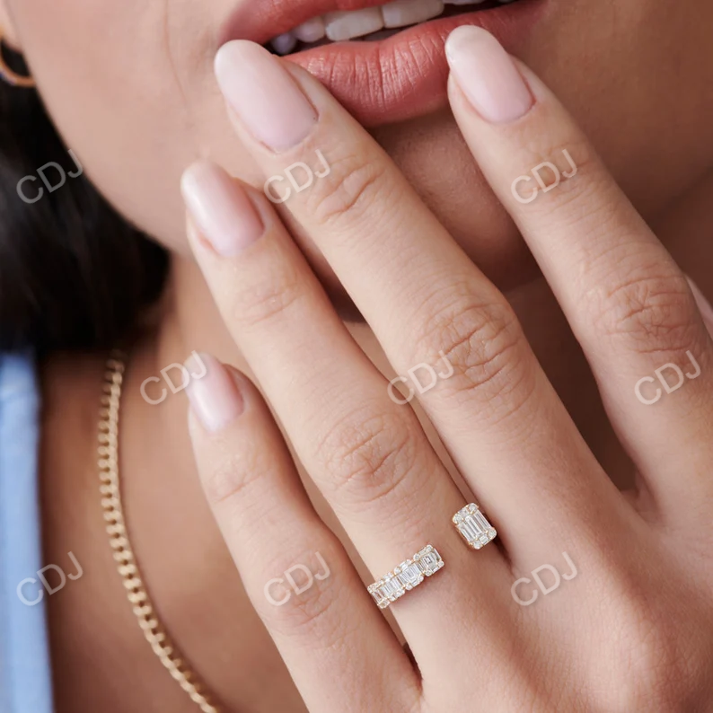 0.55CTW Floating Baguette Cut Lab Grown Diamond Unique Cocktail Band  customdiamjewel   