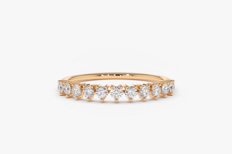 0.32CTW Natural Diamond Solid Gold Half Eternity Minimalist Band  customdiamjewel 10KT Rose Gold VVS-EF