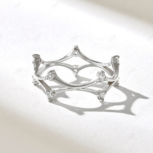 0.20CTW Round Real Diamond Crown Set Wedding Band  customdiamjewel 10KT White Gold VVS-EF