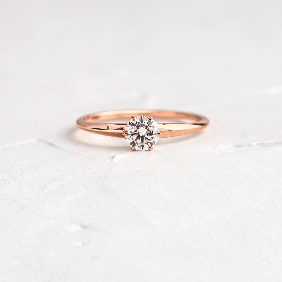 Moissanite Solitaire Engagement Ring  customdiamjewel 10KT Rose Gold VVS-EF