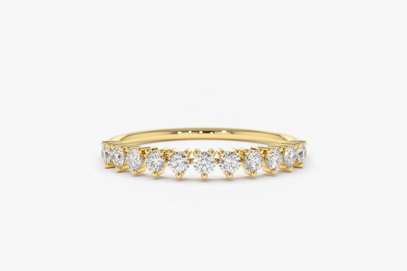 0.32CTW Natural Diamond Solid Gold Half Eternity Minimalist Band  customdiamjewel 10KT Yellow Gold VVS-EF