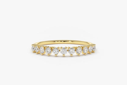 0.32CTW Natural Diamond Solid Gold Half Eternity Minimalist Band  customdiamjewel 10KT Yellow Gold VVS-EF