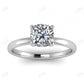 Cushion Cut Moissanite Plain Band Engagement Ring  customdiamjewel Sterling Silver White Gold VVS-EF