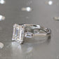 Emerald Cut Three Stone Moissanite Engagement Ring  customdiamjewel   