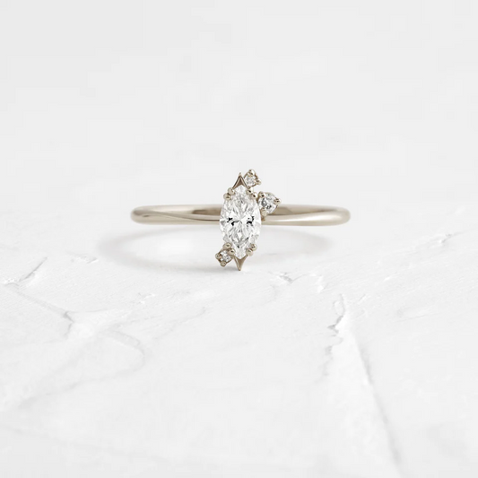 Antique Marquise Cut Moissanite Engagement Ring  customdiamjewel 10KT White Gold VVS-EF