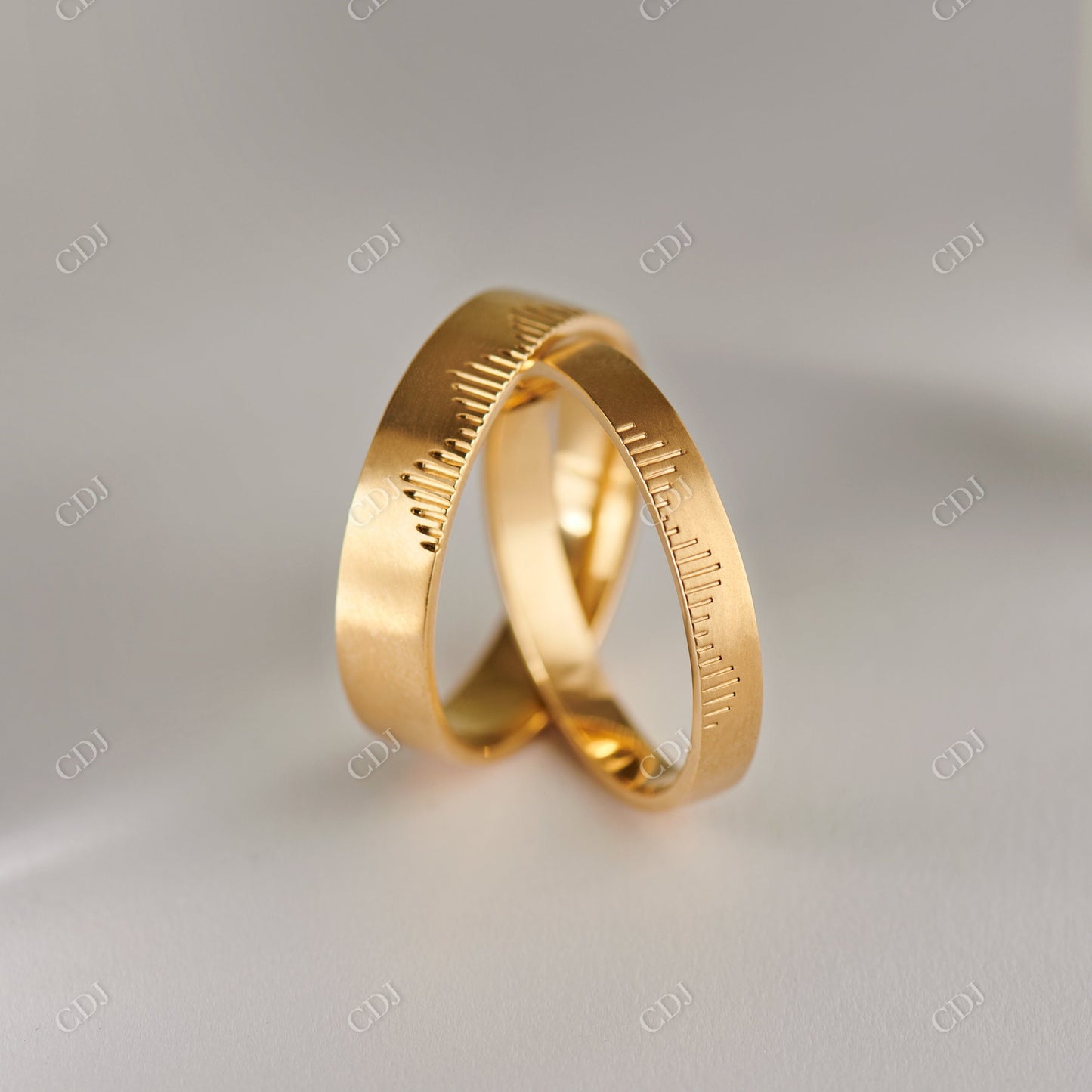 Mountain Climbers Solid Gold Wedding Band Set