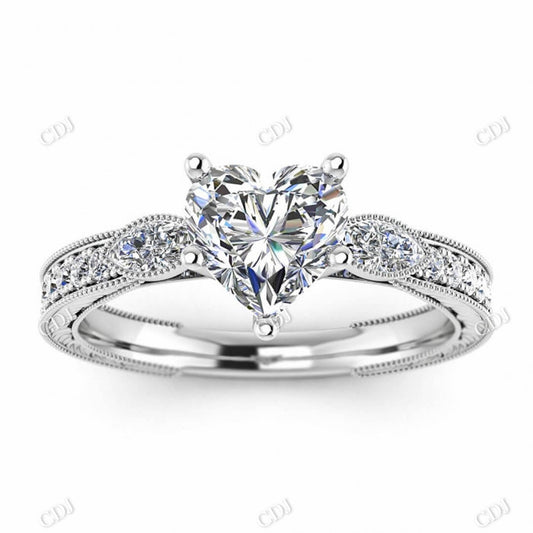 Heart Cut Moissanite White Gold Micro Pave Diamond Eternity Ring  customdiamjewel 10KT White Gold VVS-EF
