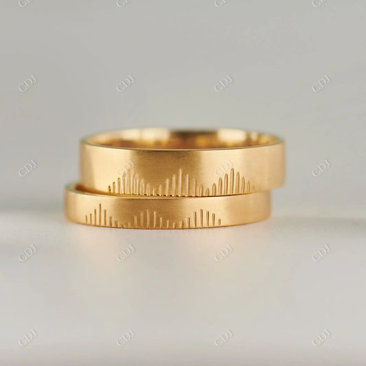 Mountain Climbers Solid Gold Wedding Band Set  customdiamjewel 10KT Yellow Gold VVS-EF