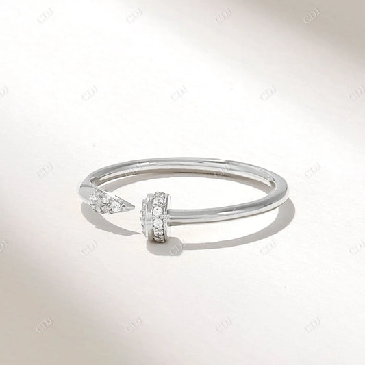 Antique Lab Grown Diamond 0.11CTW Round Open Screw Ring  customdiamjewel 10KT White Gold VVS-EF