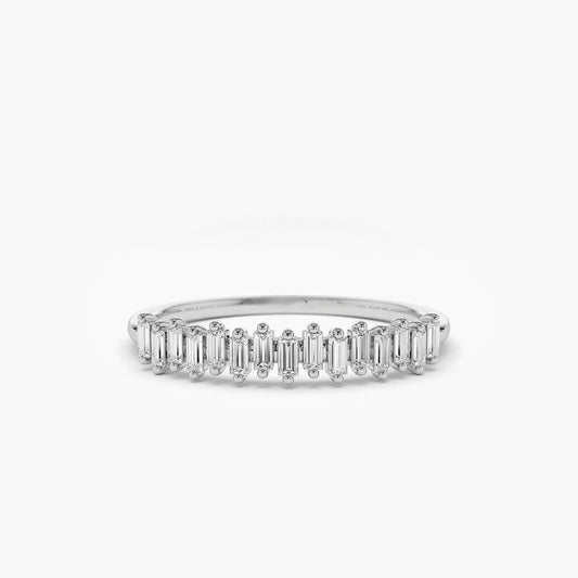 0.24CTW Baguette Cut Half Eternity Wedding Ring  customdiamjewel 10KT White Gold VVS-EF