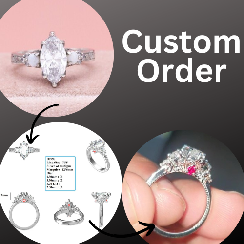 1.5CT Center Marquise Cut Moissanite Ring  customdiamjewel   