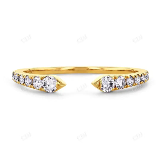0.18CTW Round Shape Lab Grown Diamond Open Shank Wedding Band  customdiamjewel 10KT Yellow Gold VVS-EF