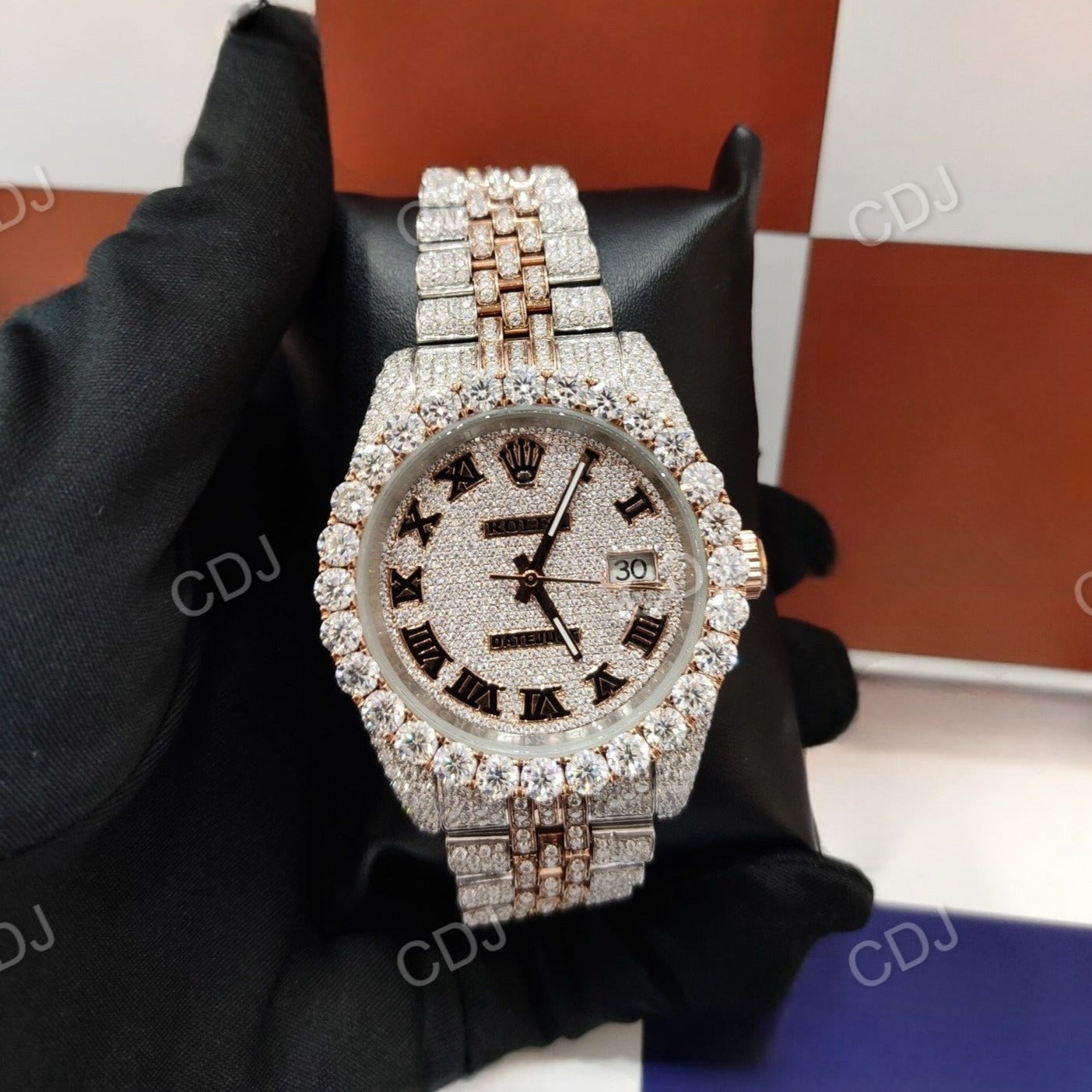 Iced out diamond Moisanite Wrist Rolex watch customdiamjewel