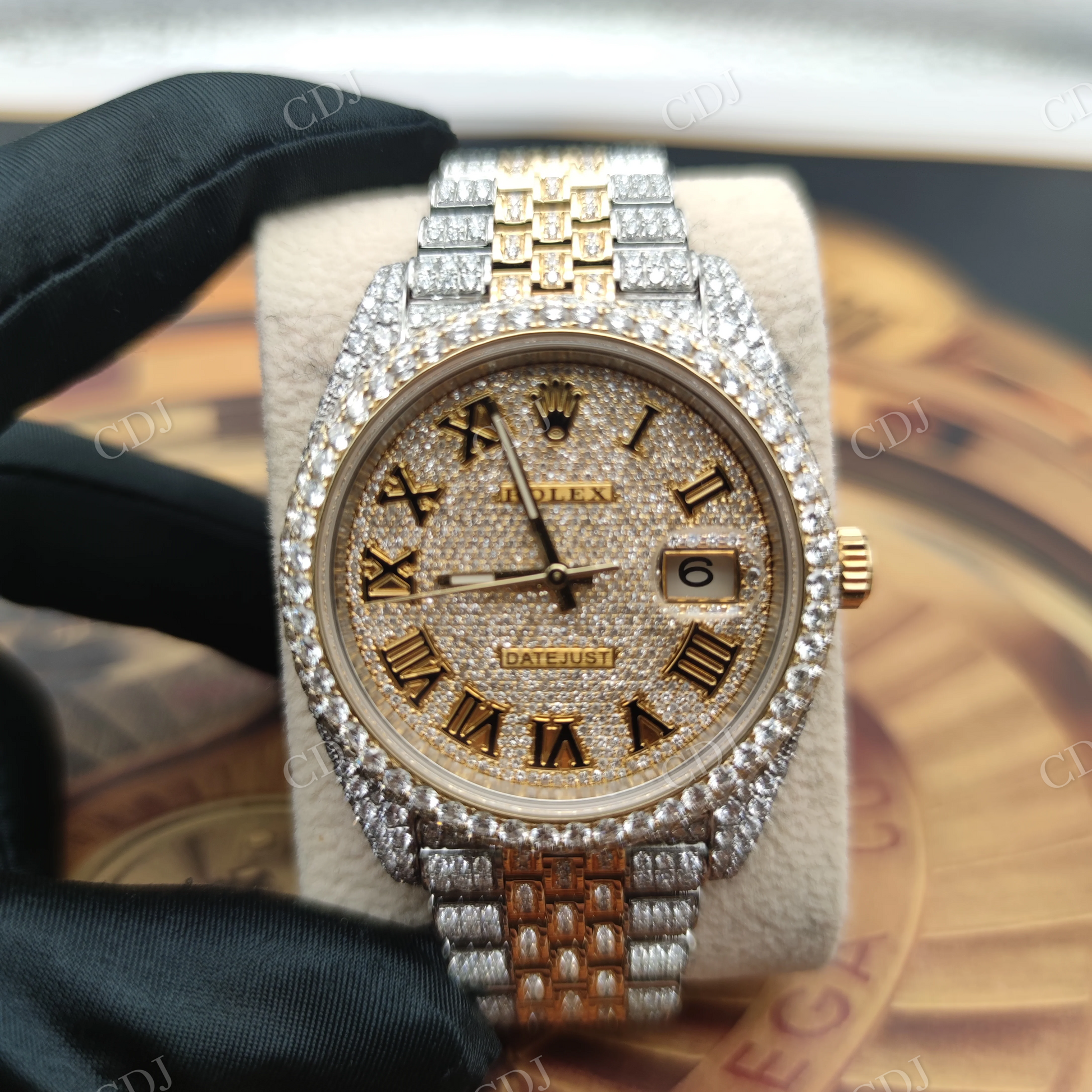 41mm Men's Rolex Custom Iced Out Diamond Watch customdiamjewel