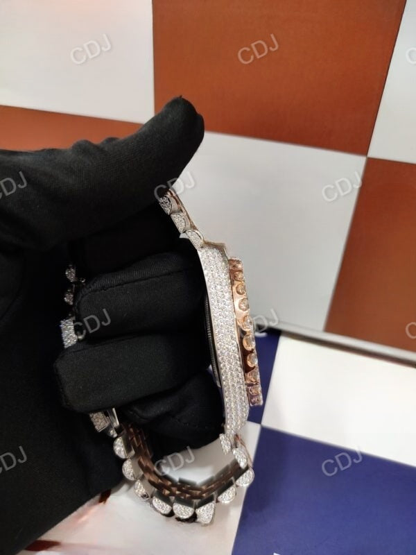 Iced out diamond Moisanite Wrist Rolex watch customdiamjewel