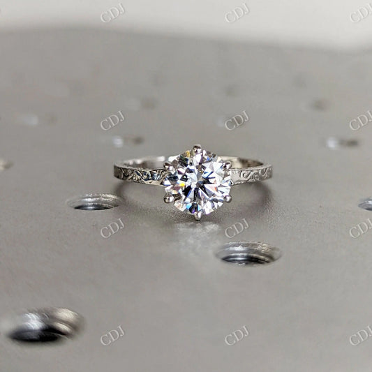 1.5CT Round Cut Moissanite Colorless Ring  customdiamjewel 10KT White Gold VVS-EF