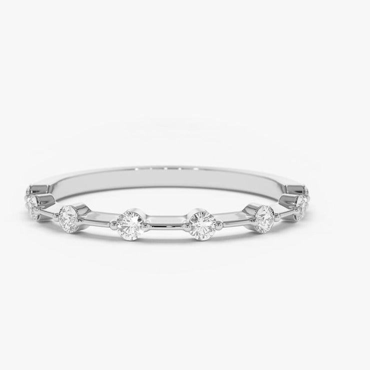 0.15CTW Round Cut Natural Diamond Minimalist Wedding Band  customdiamjewel 10KT White Gold VVS-EF