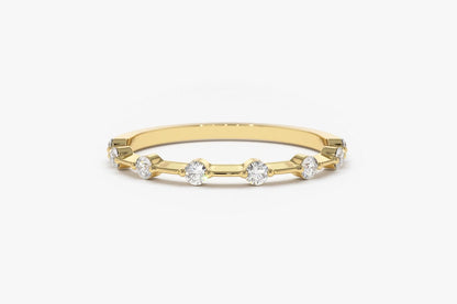 0.15CTW Round Cut Natural Diamond Minimalist Wedding Band  customdiamjewel 10KT Yellow Gold VVS-EF