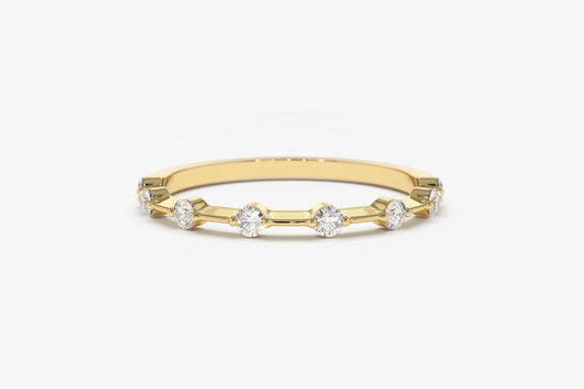 0.15CTW Round Cut Natural Diamond Minimalist Wedding Band  customdiamjewel 10KT Yellow Gold VVS-EF