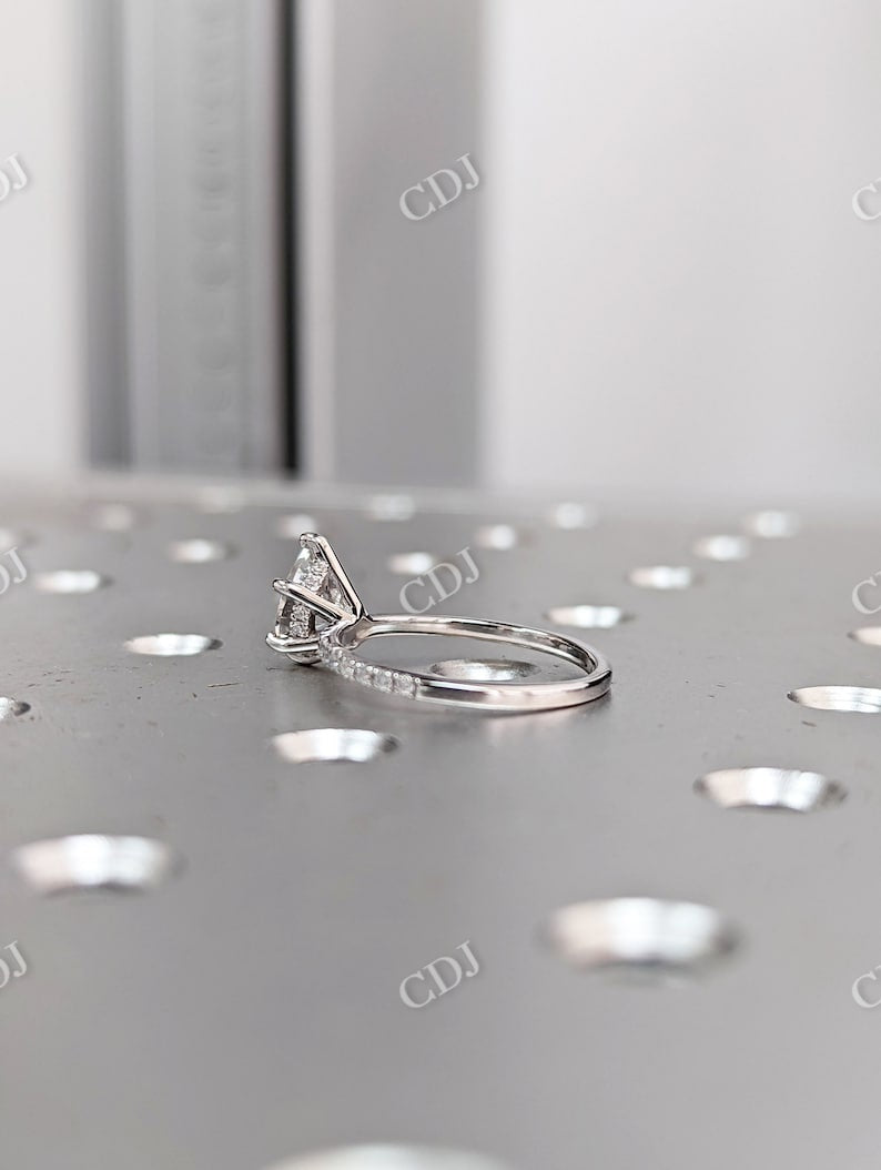 Hidden Halo Pear Cut Moissanite Wedding Ring  customdiamjewel   