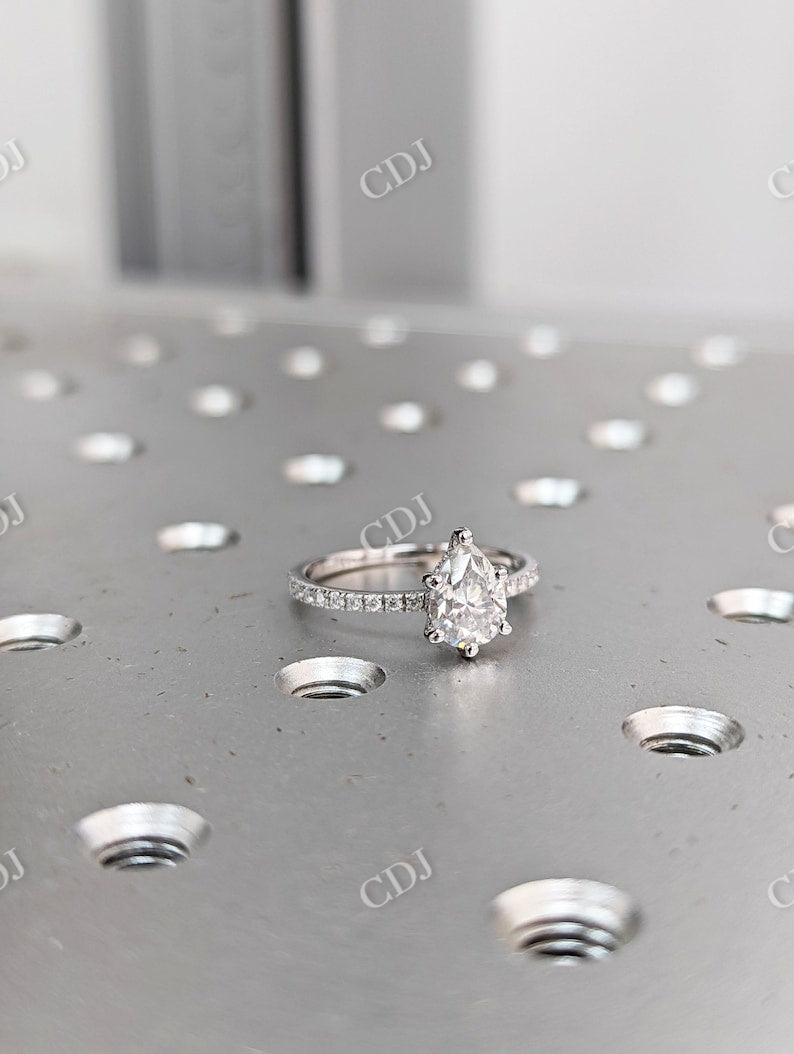 Hidden Halo Pear Cut Moissanite Wedding Ring  customdiamjewel   